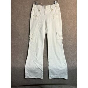 St John Sz 10 Women's Tall Flare Leg Cruise Dress Pants w/Gold Buttons (READ)